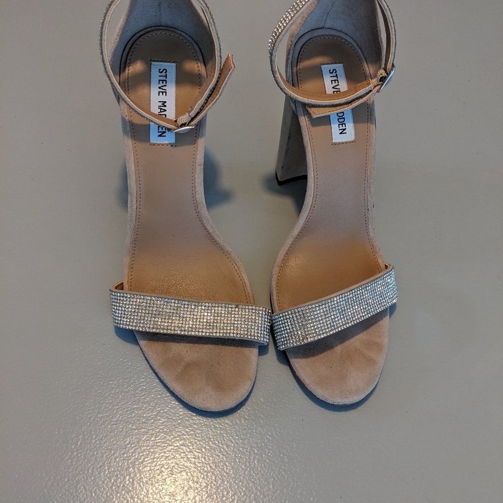 Steve Madden Kalina Tan Ankle Strap Block Heeled Sandals